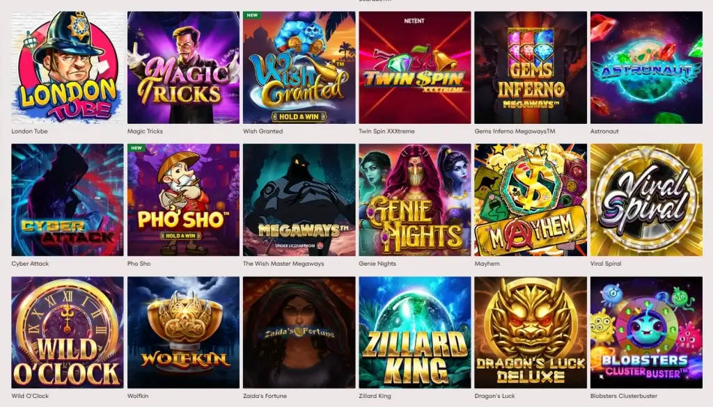 Selected slots available at 14red casino, a mix of unique and popular slots titles