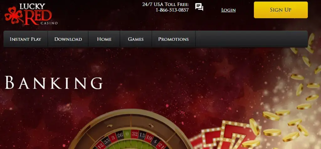Lucky Red Casino banking page snippet