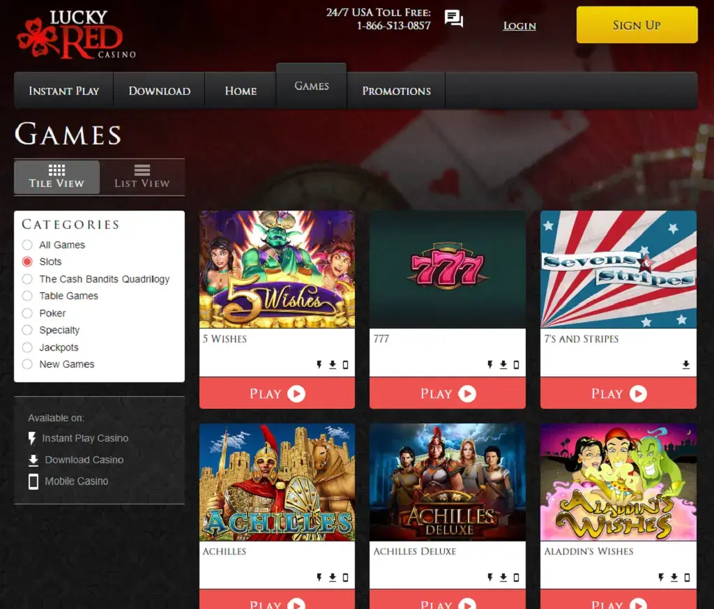 Lucky Red Casino Game Selections