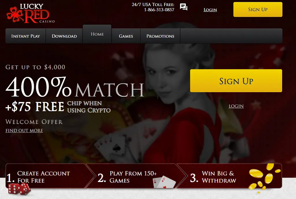 Lucky Red Casino Sign Up Match Bonus