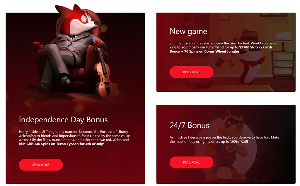 Bonuses of Red Dog Casino