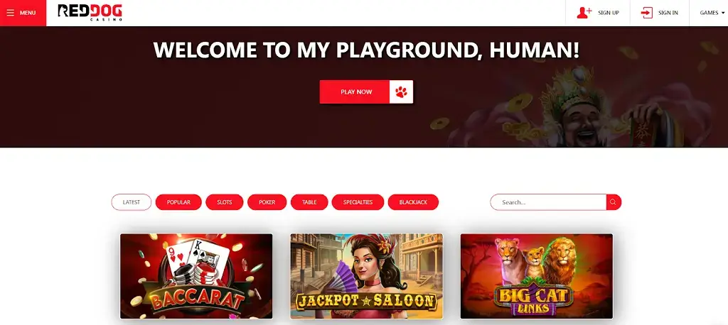 Red Dog Casino Game Selections