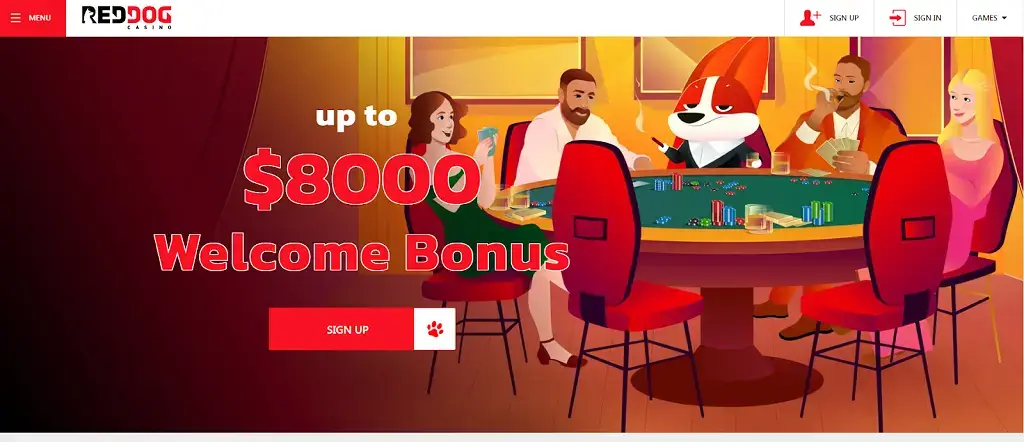 Red Dog Casino home screen