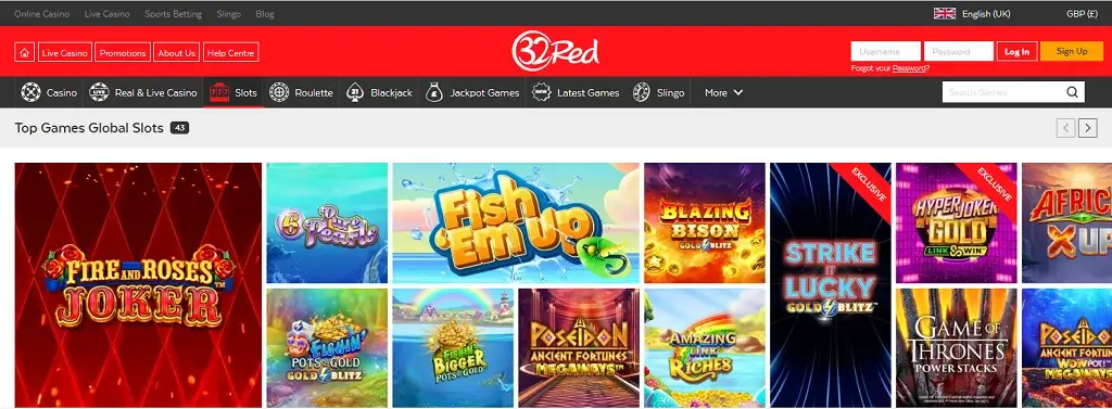 32red casino slots games selection