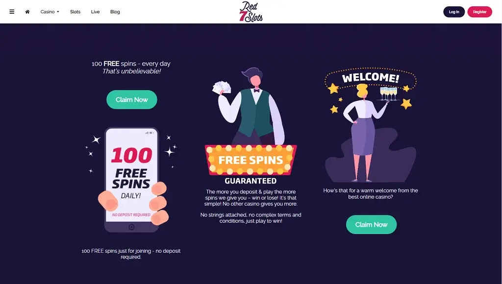 Red 7 100 free daily spins no deposit required
