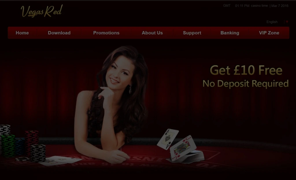 Vegas Red Casino Home Screen